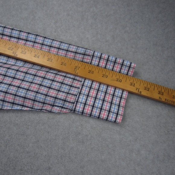 PANHANDLE SLIM Shirt Mens 17/35 Blue Pink Plaid‎ Pearl Snap Long Sleeve Western - Picture 13 of 16